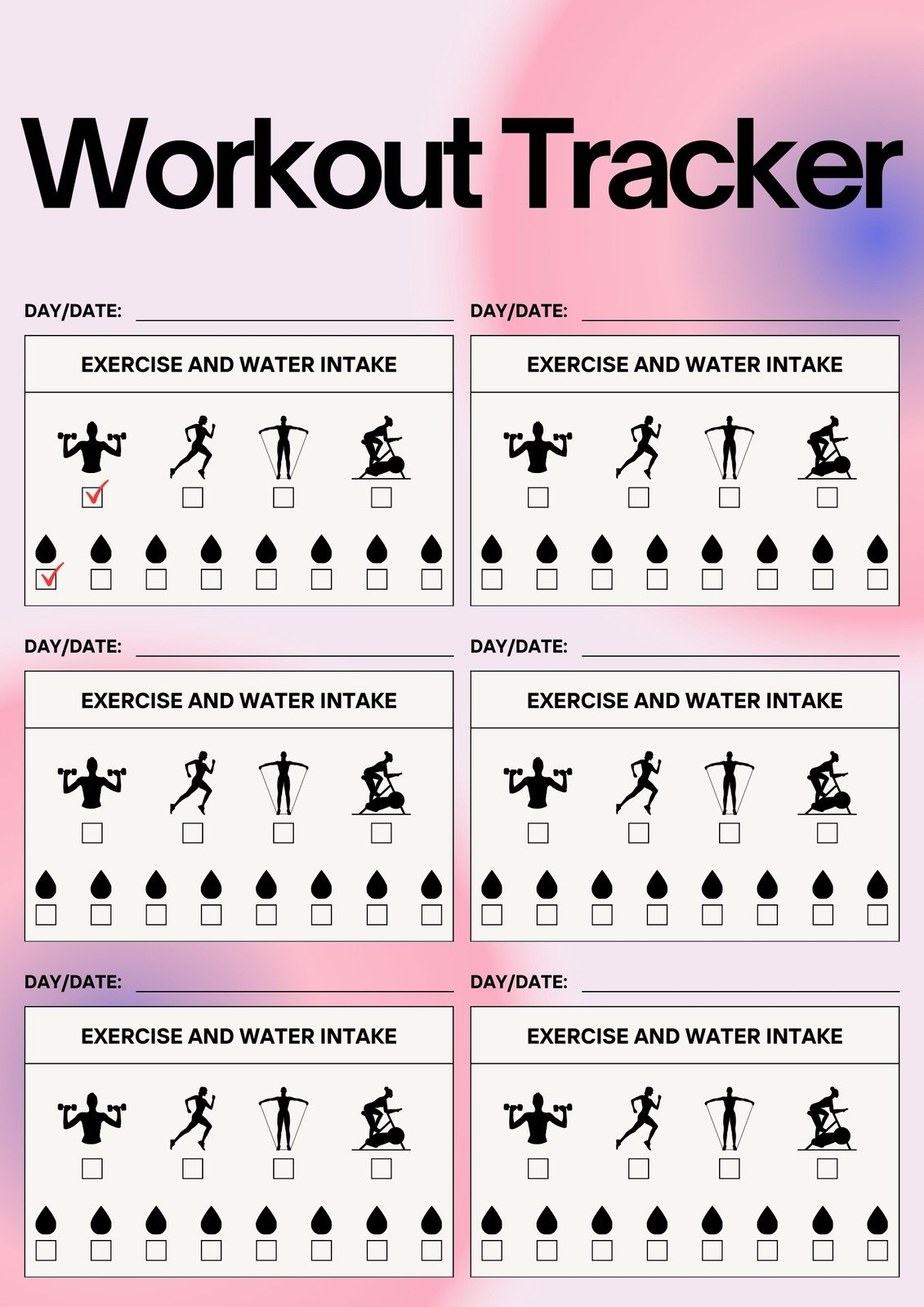 Free Custom Printable Workout Planner Templates Online Canva
