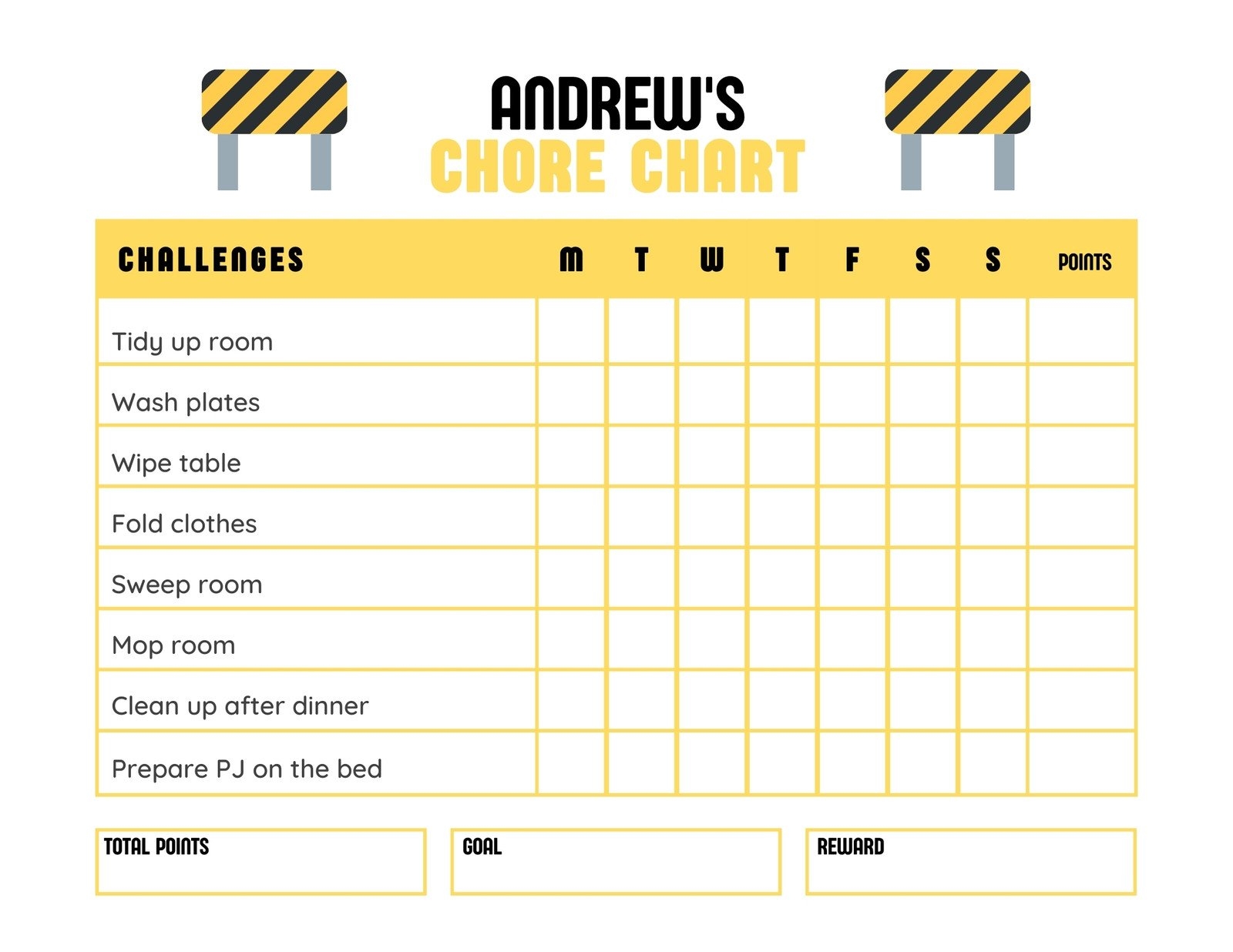 Free Customizable Chore Chart Templates To Print Canva