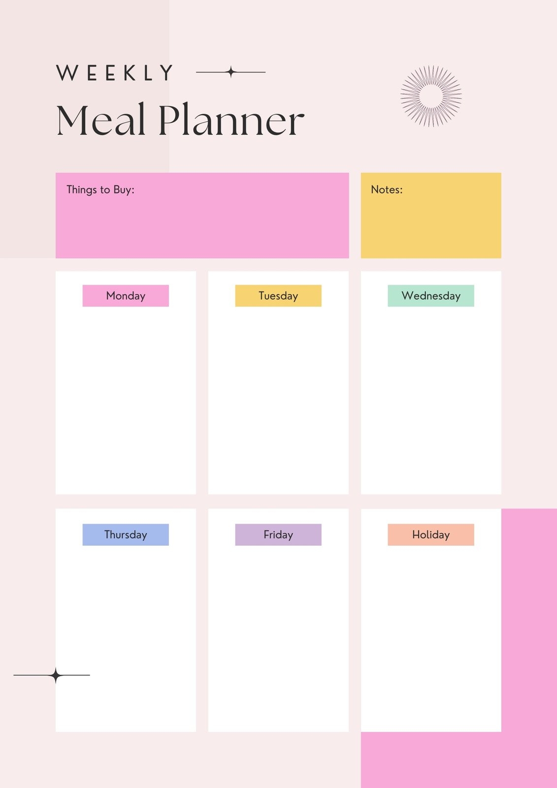 Meal Plan Printable Chart
