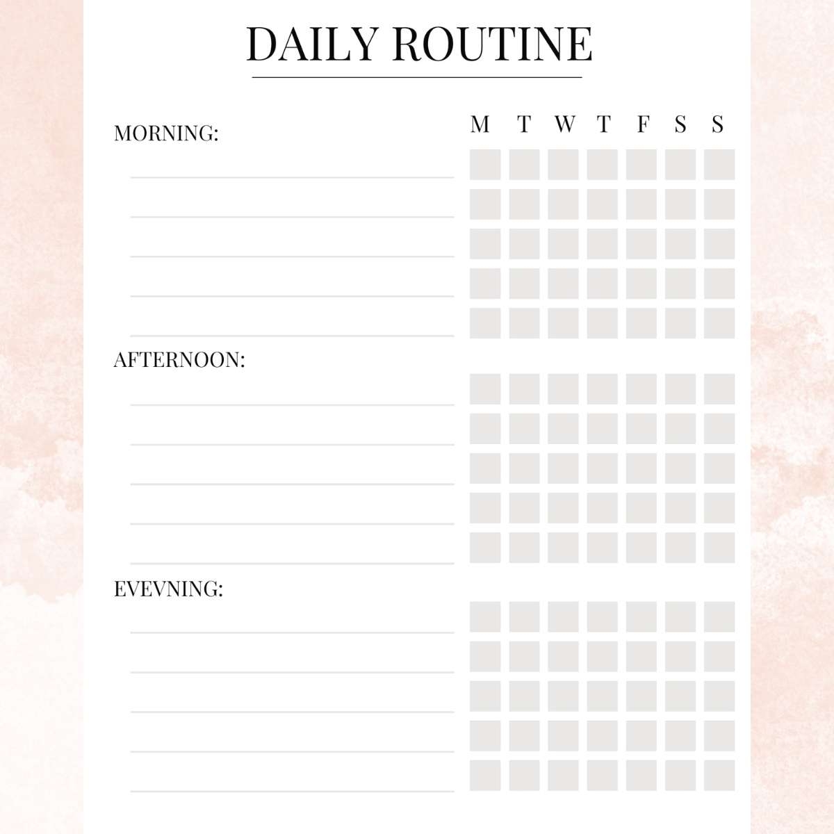 Daily Task Chart Printable Daily Task Chart Printable