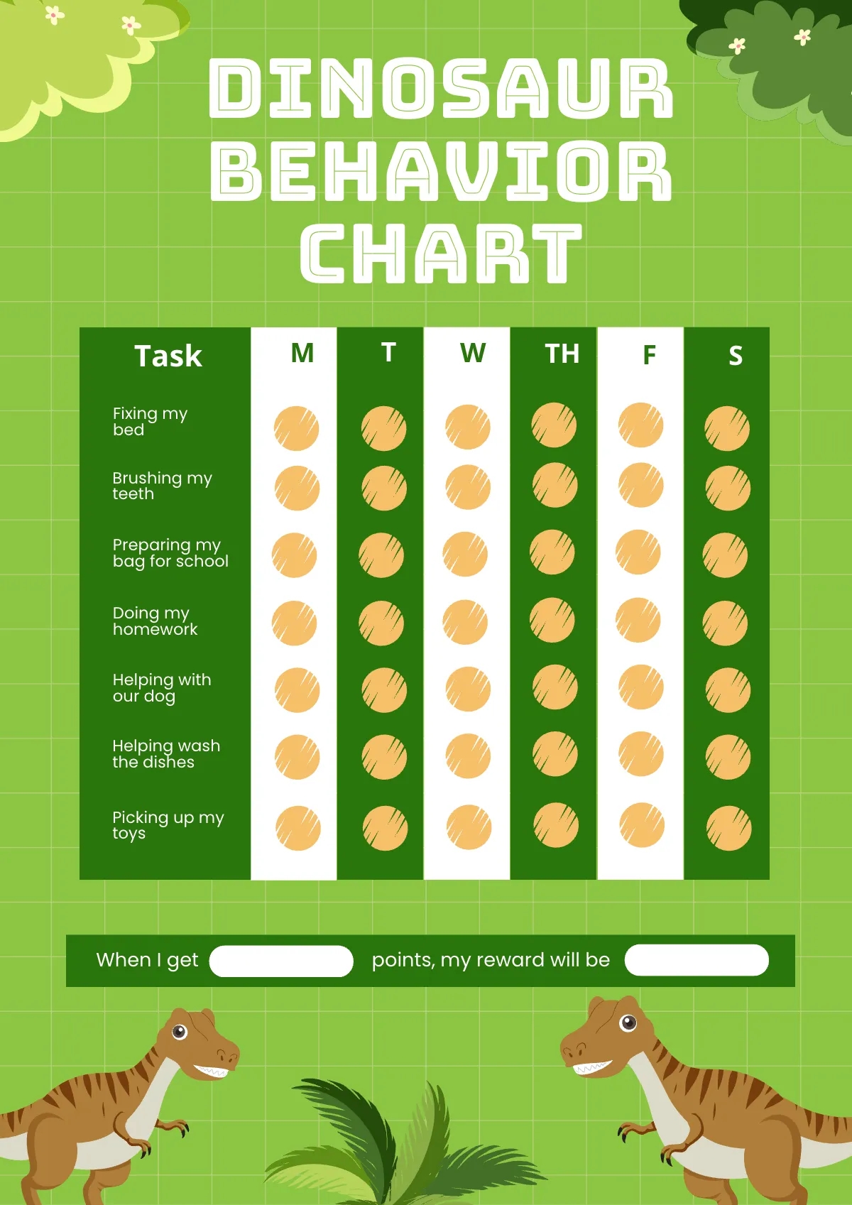 Free Dinosaur Behavior Chart Template To Edit Online