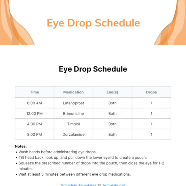 Free Eye Drop Schedule Template To Edit Online