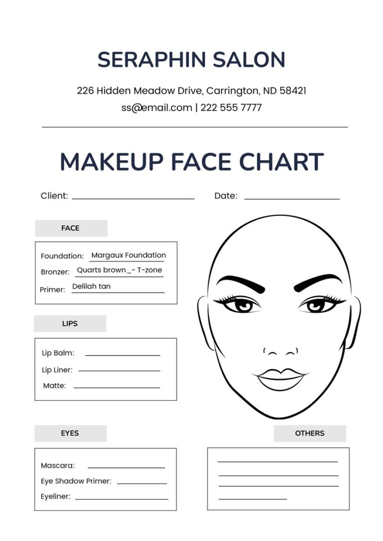 Free Face Chart Templates Editable And Printable