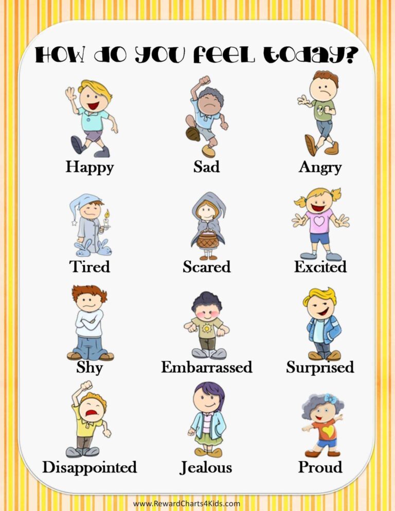 FREE Feeling Chart For Kindergarteners With Photos
