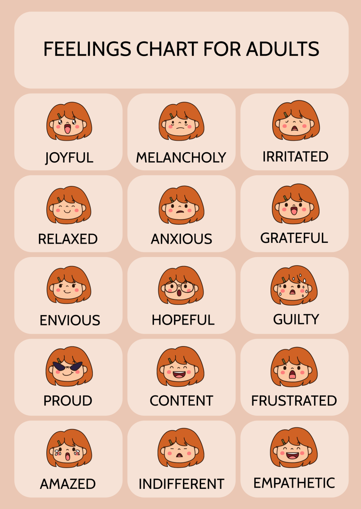 Free Feelings Chart For Adults Template To Edit Online
