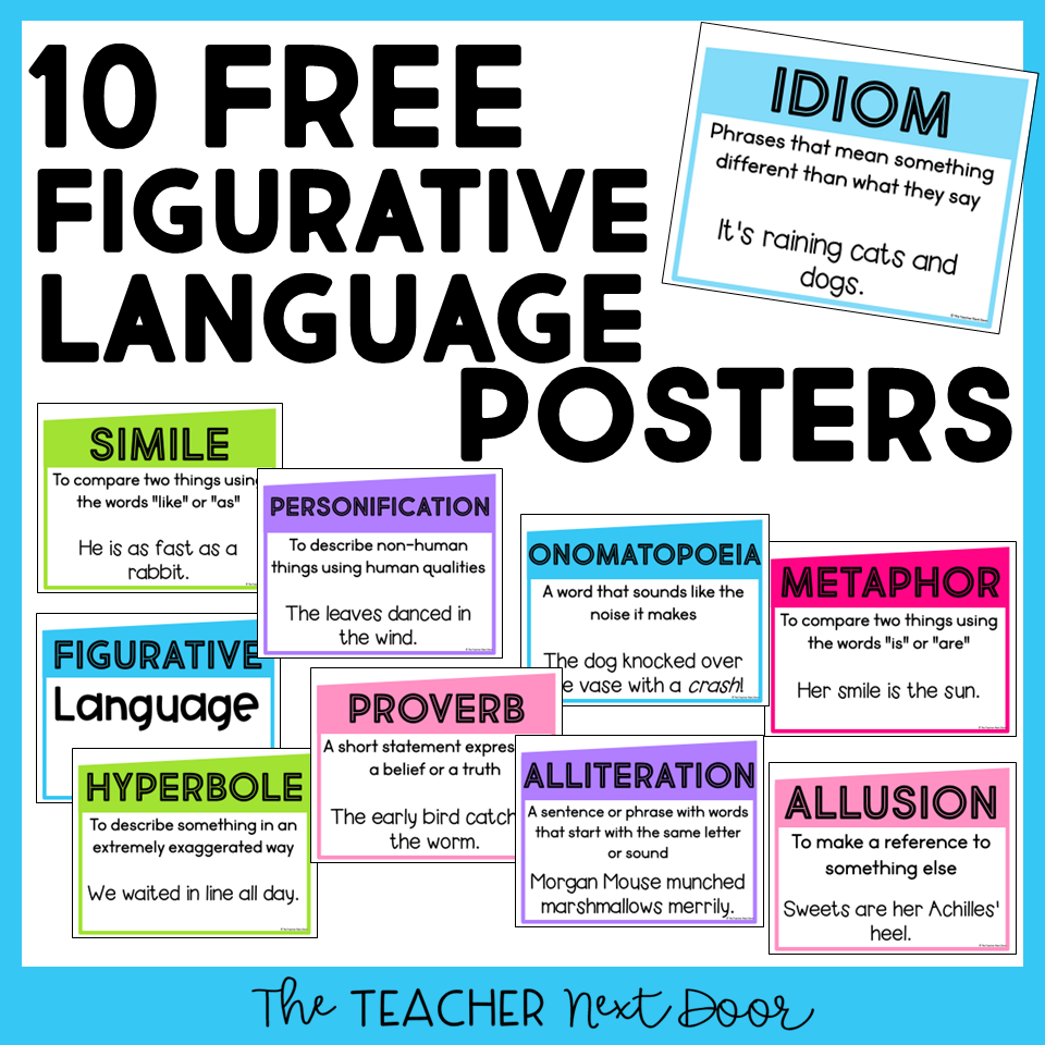 FREE Figurative Language Posters The Teacher Next Door FREE Figurative Language Posters The Teacher Next Door