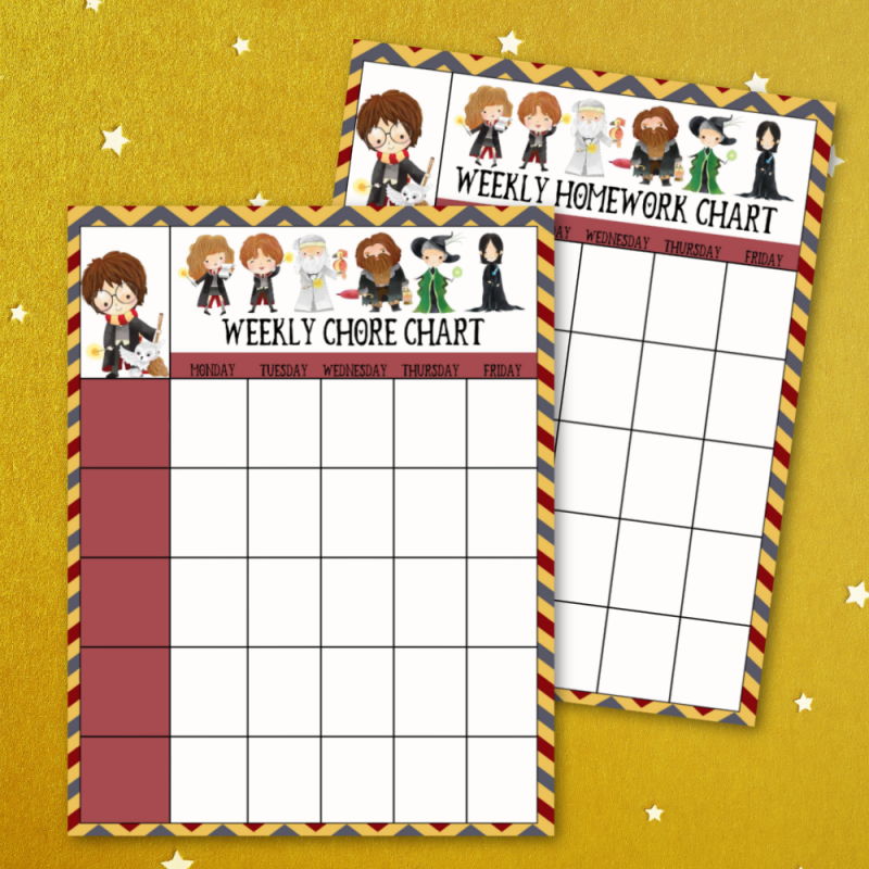 Free Harry Potter Printables Homework And Chore Charts Free Harry Potter Printables Homework And Chore Charts