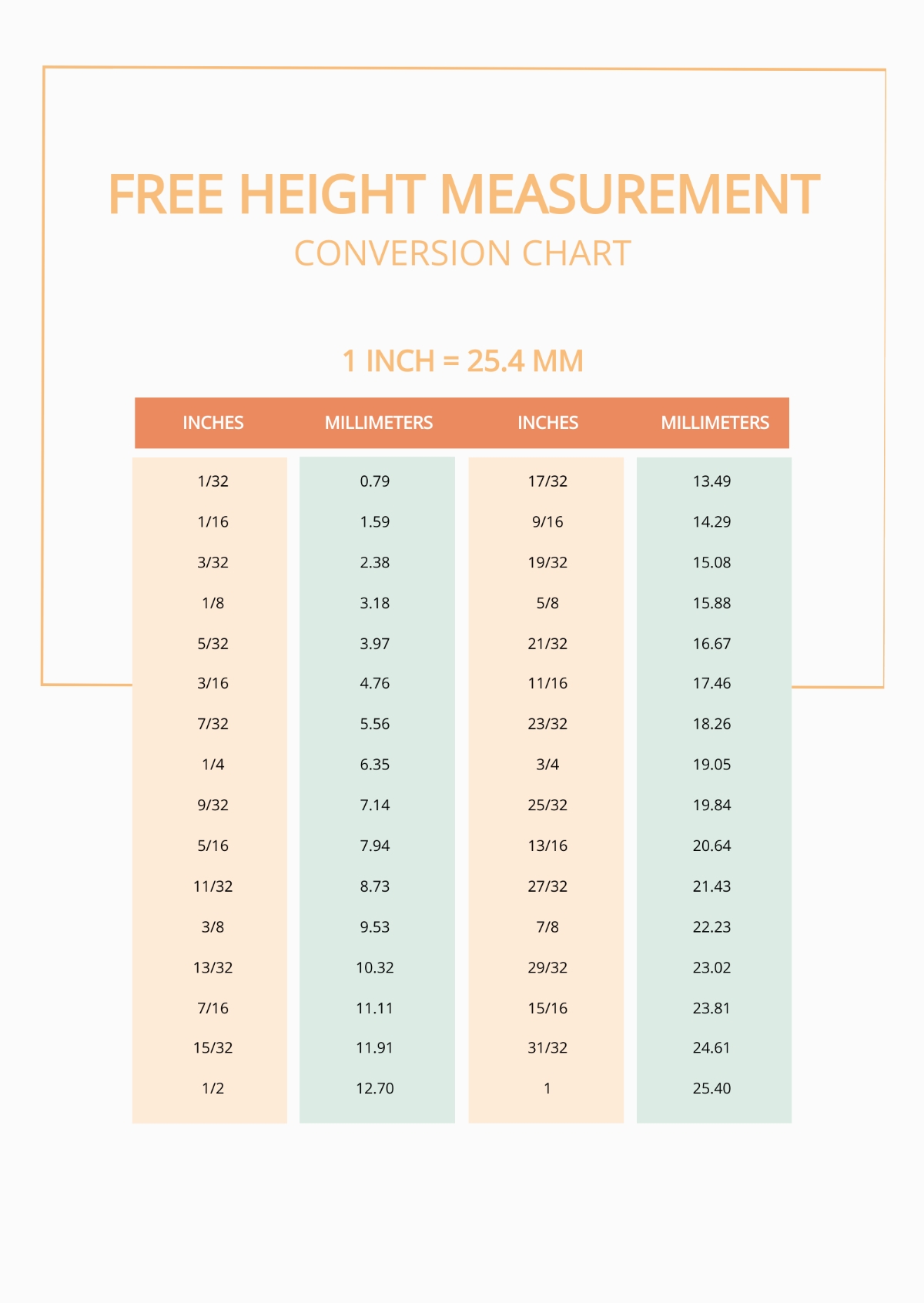 Free Printable Height Chart