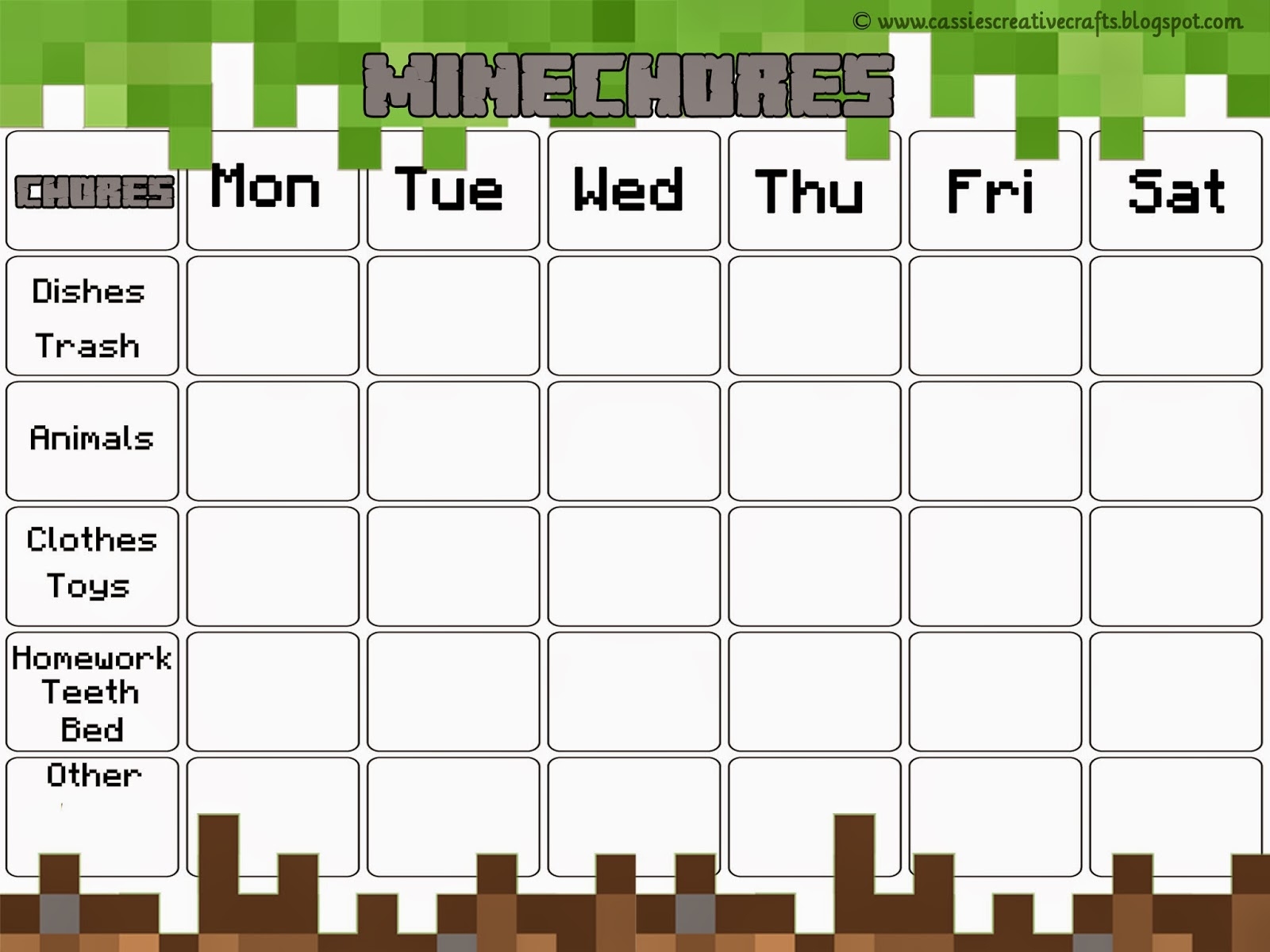 Free Minecraft Chore Chart Award System With Printables Free Minecraft Chore Chart Award System With Printables