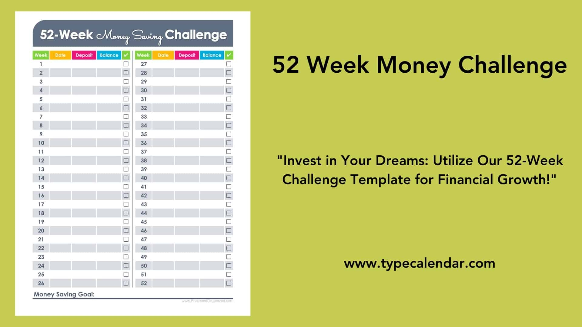 Printable Money Challenge Chart