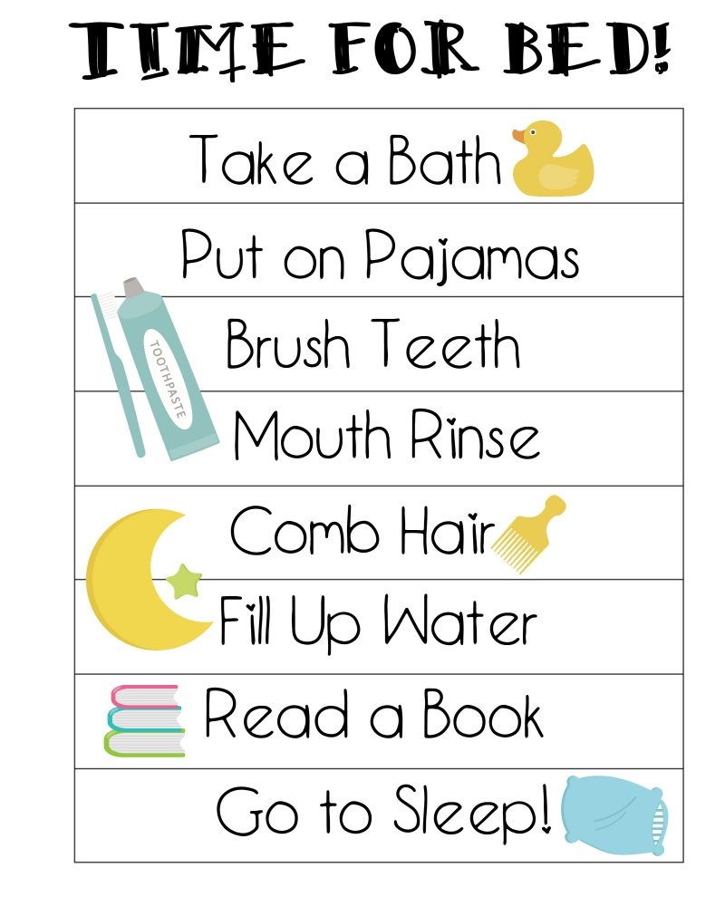 Free Printable Bedtime Chart Free Printable Bedtime Chart
