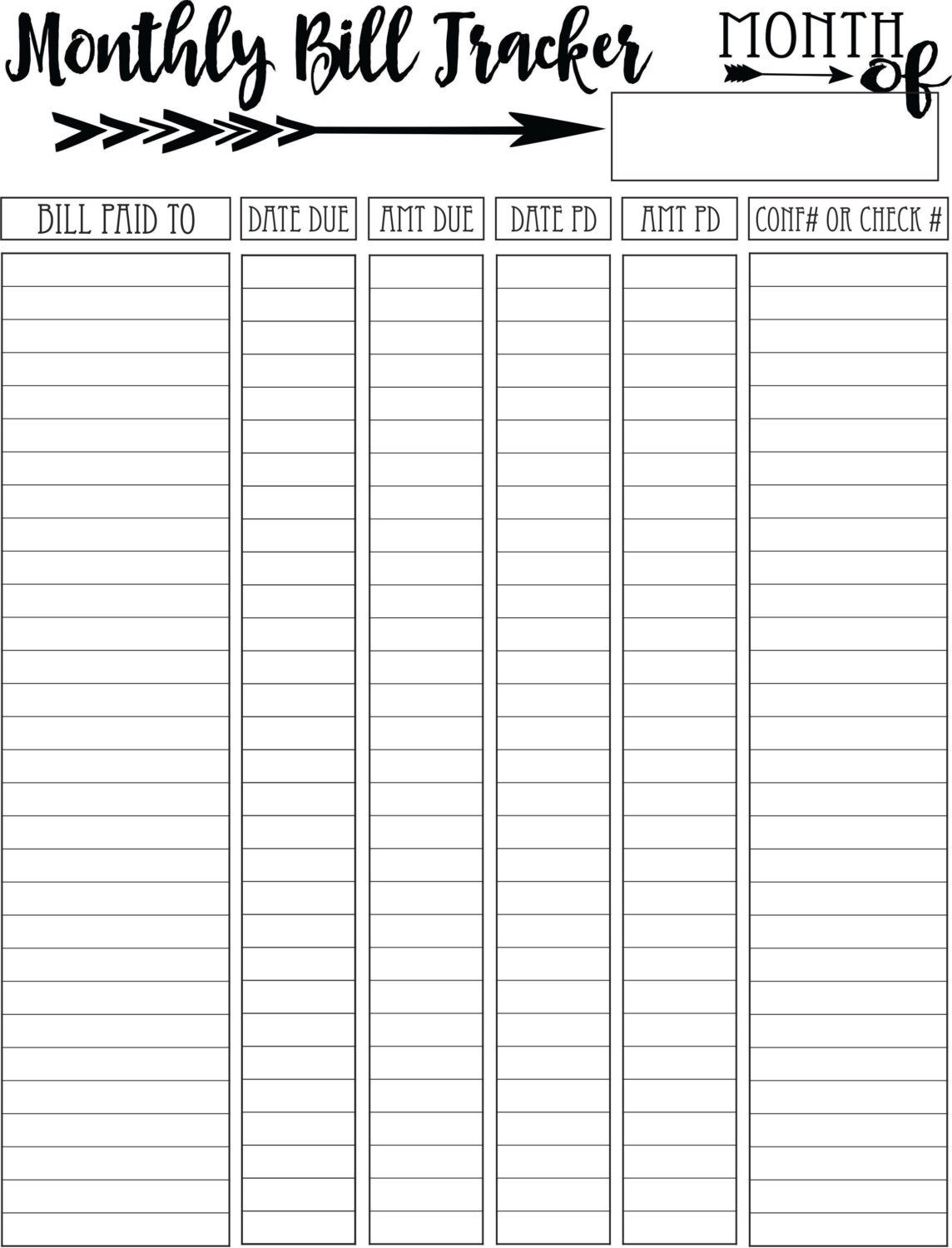 Free Printable Bill Planner Printable Party Favors