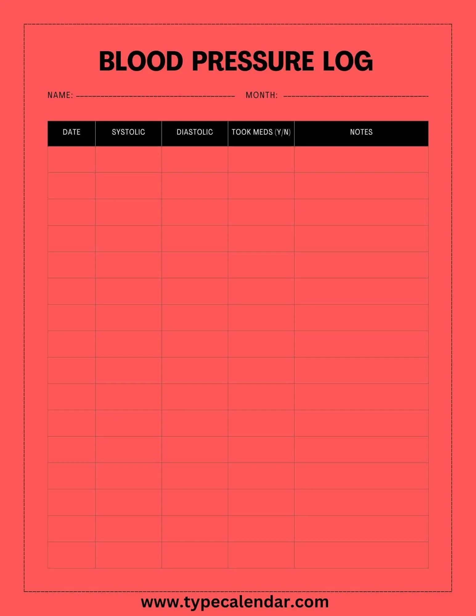 Free Printable Blood Pressure Log Templates PDF Excel Sheet