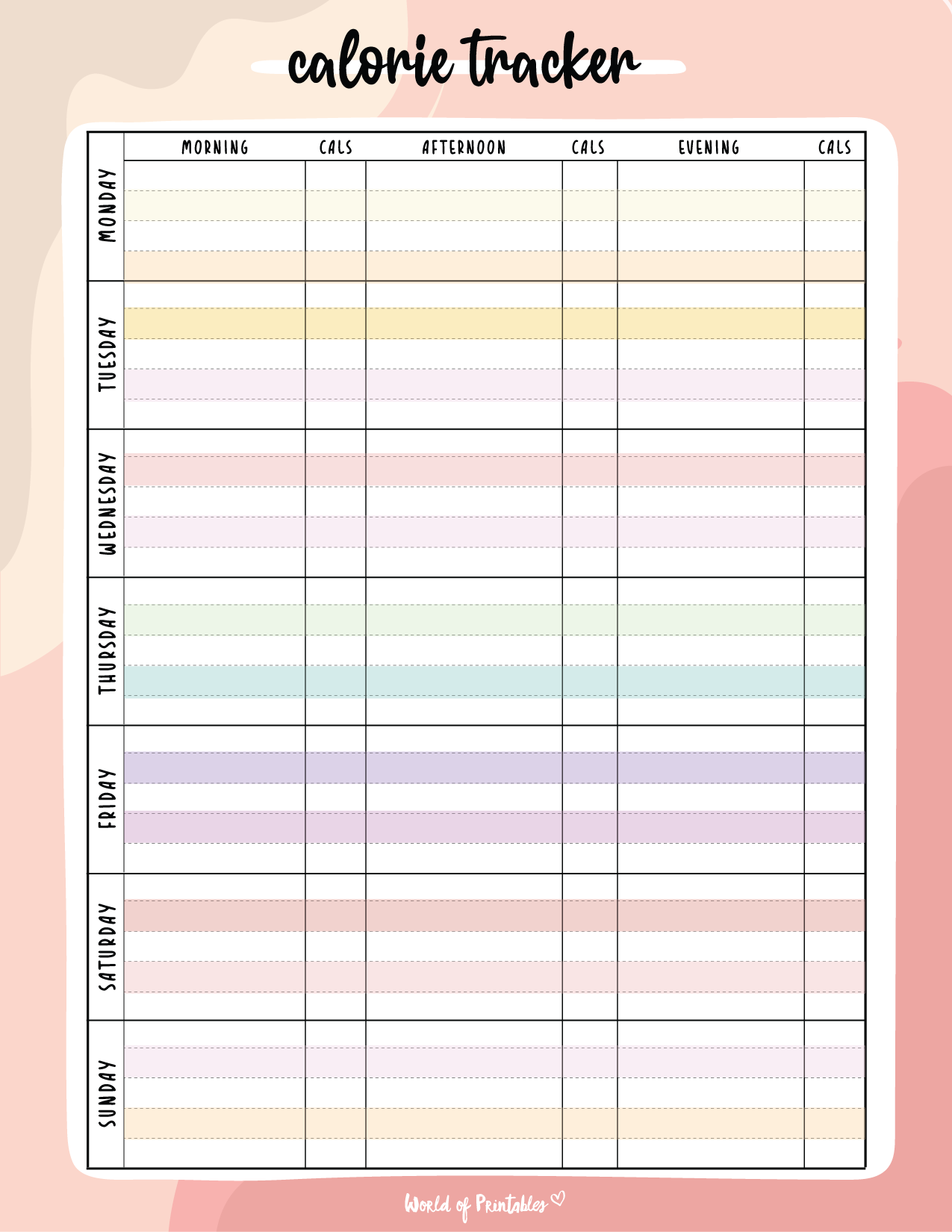 Free Printable Calorie Tracker World Of Printables
