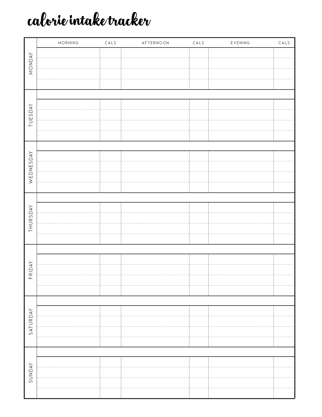 Free Printable Calorie Tracker World Of Printables