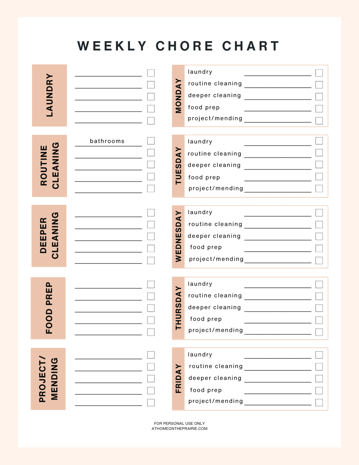 Free Printable Chore Chart For Adults Free Printable Chore Chart For Adults