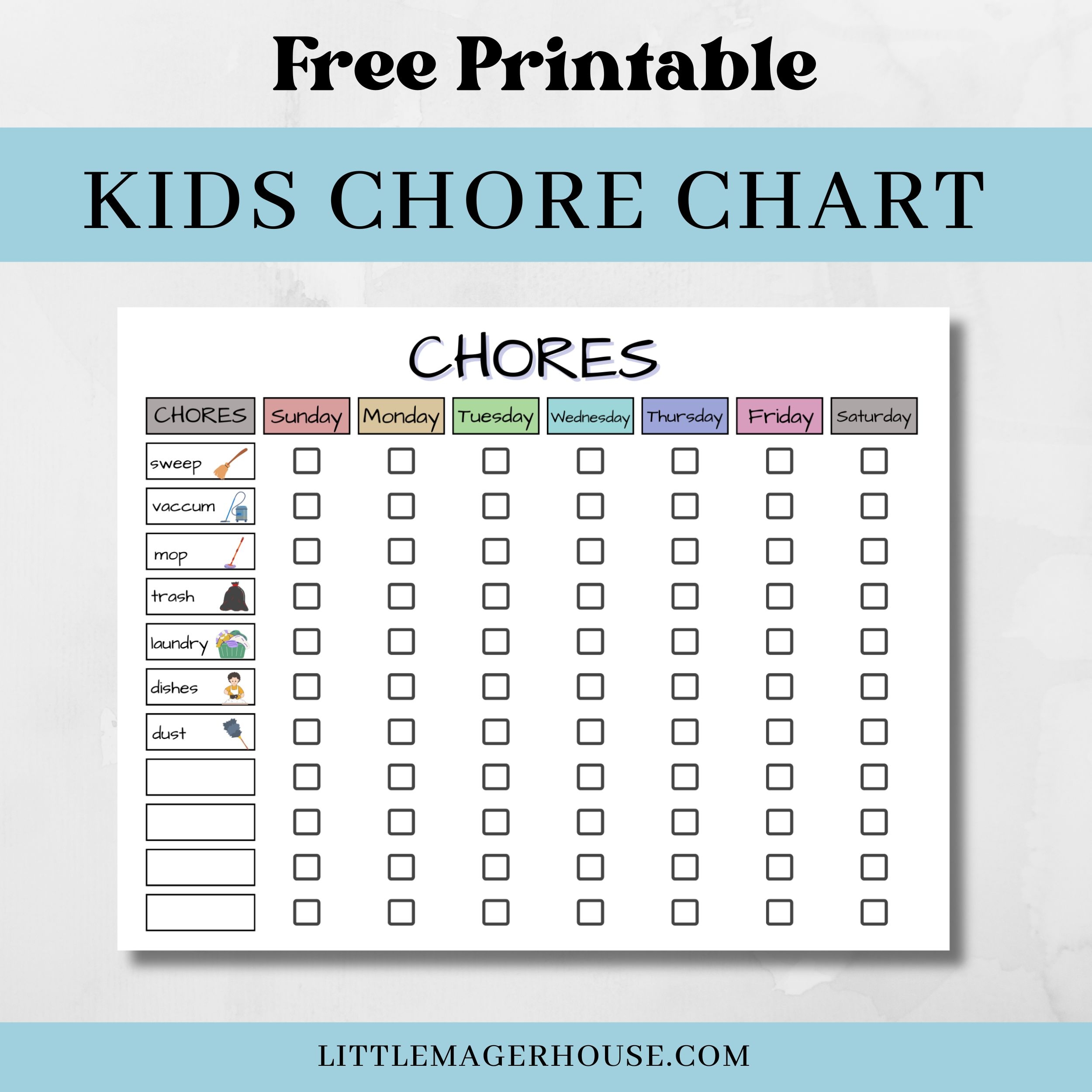 Free Printable Chore Chart For Kids With Pictures Little Mager House Worksheets Library Free Printable Chore Chart For Kids With Pictures Little Mager House Worksheets Library