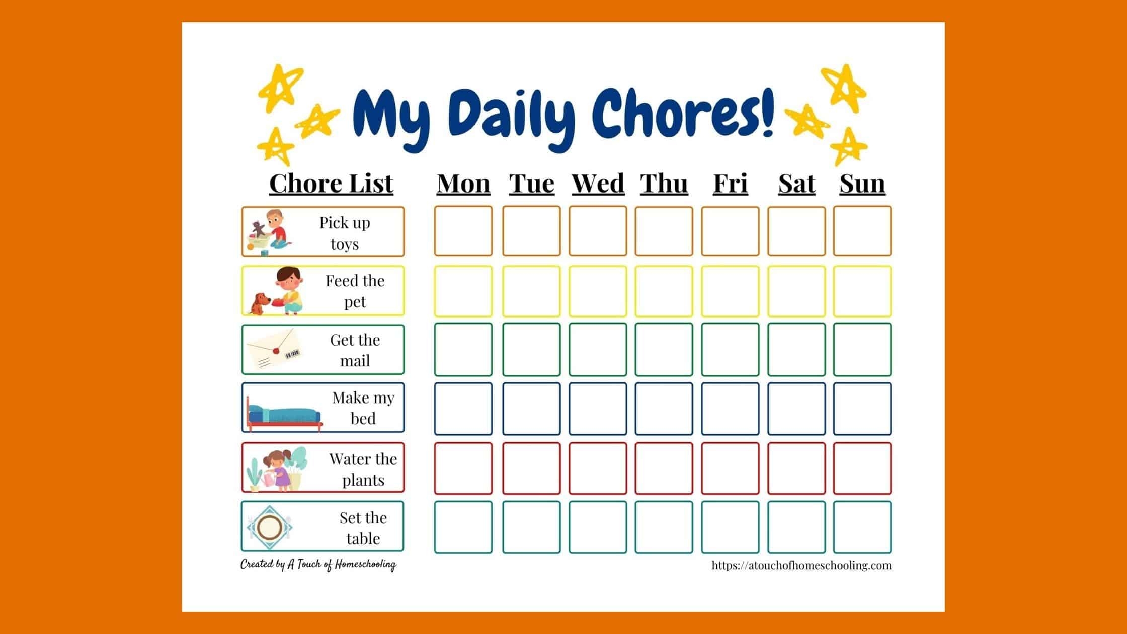 Free Printable Chore Charts For Preschoolers