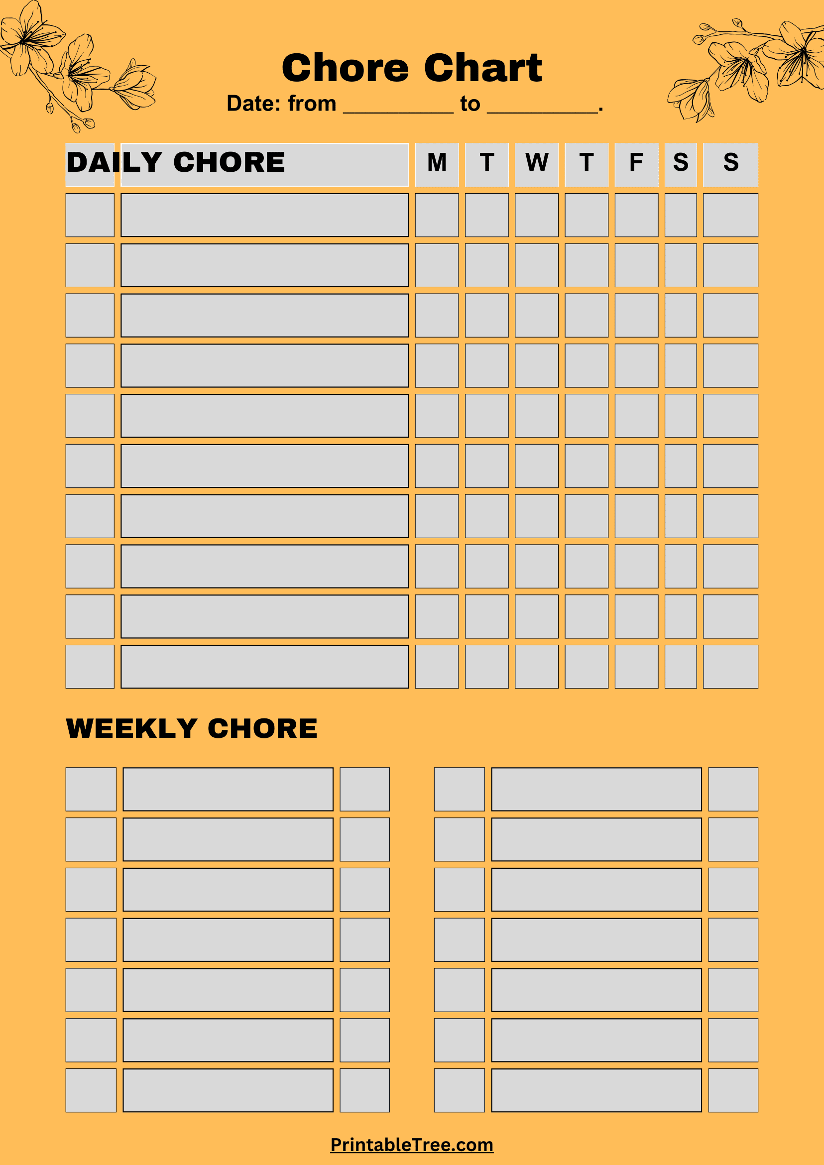 Blank Chore Charts Printable Blank Chore Charts Printable