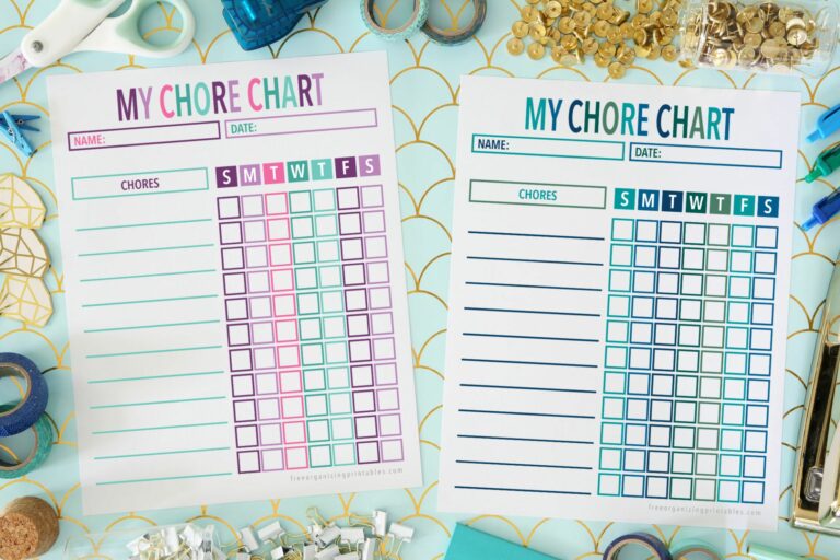 Free Printable Chore Charts For Kids And Adults
