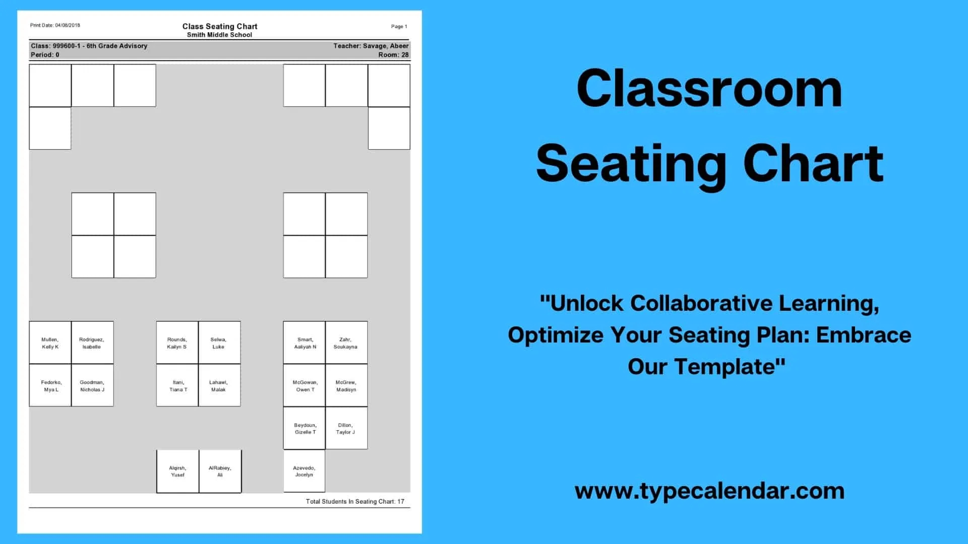 Free Printable Classroom Seating Chart Templates PDF Word Excel 