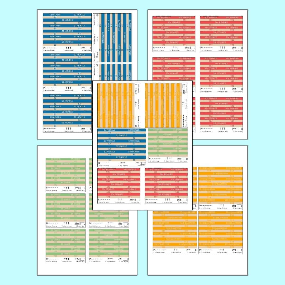 Free Printable Coin Rolls For Pennies Nickels Dimes And Quarters