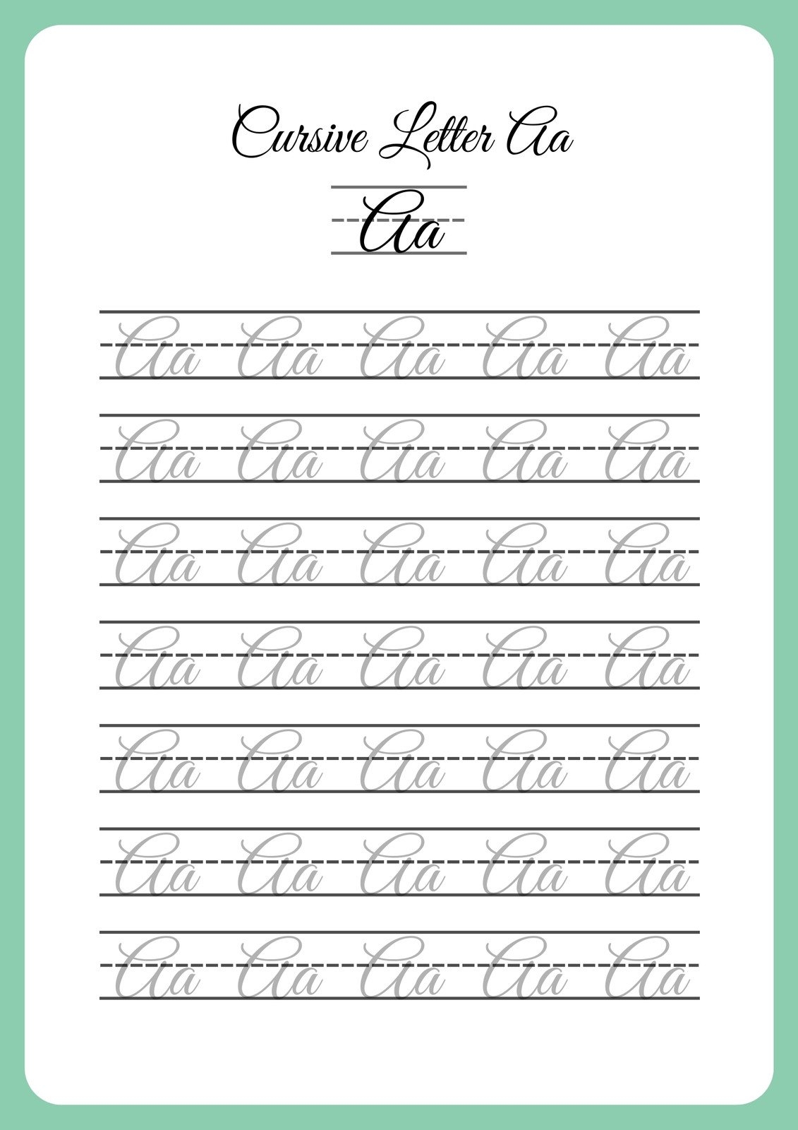 Free Printable Cursive Writing Chart