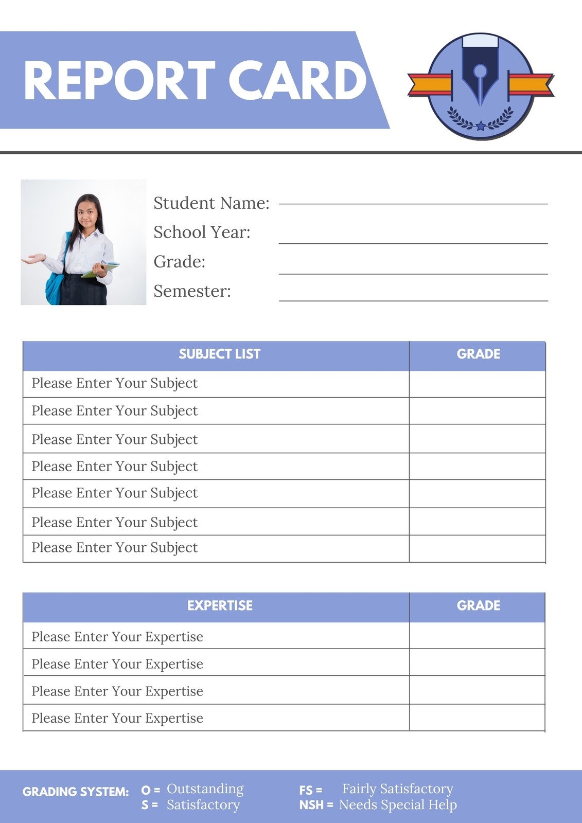 Free Printable Customizable Report Card Templates Canva