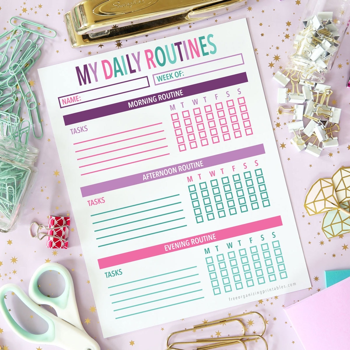Free Printable Daily Routine Chart Free Organizing Printables