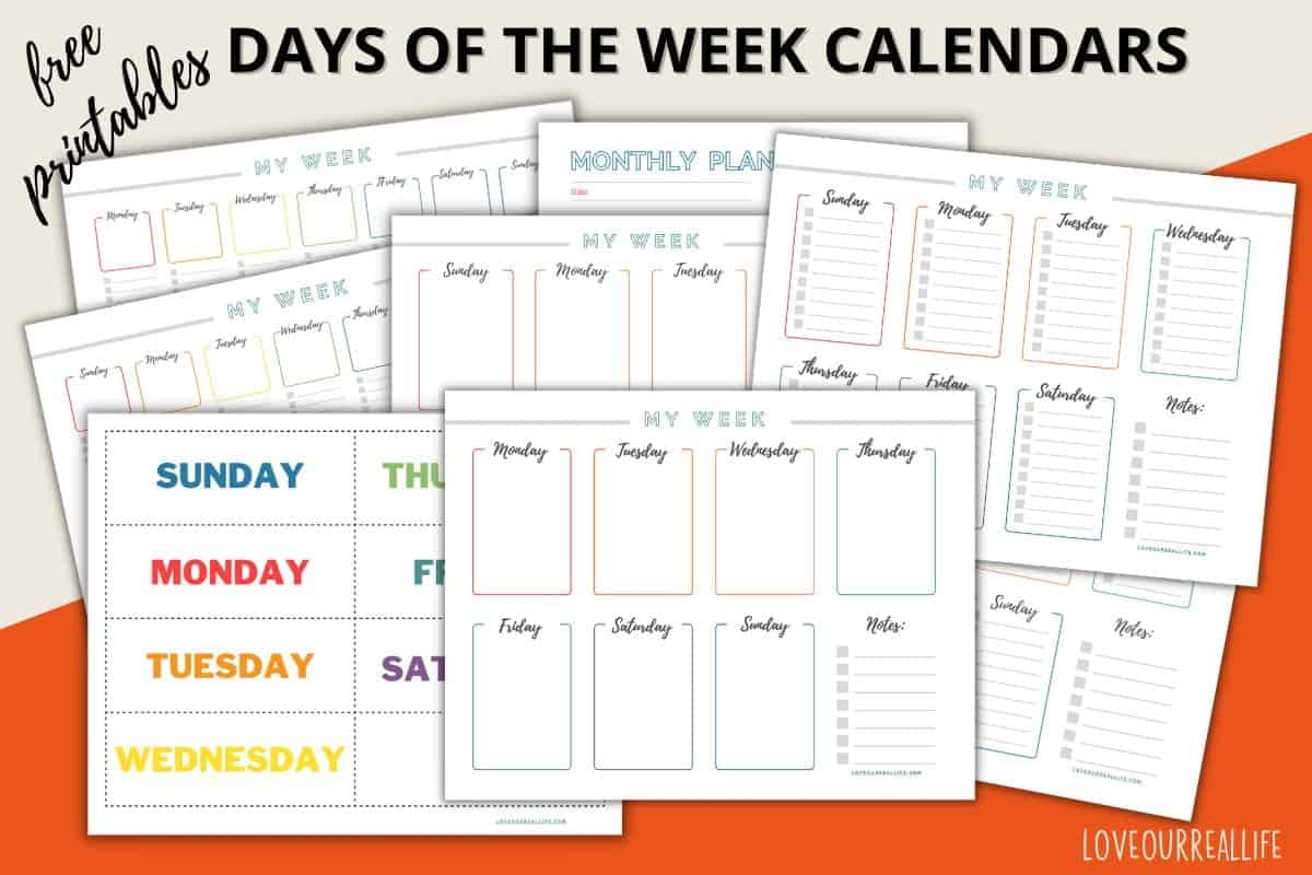 Days Week Chart Free Printable