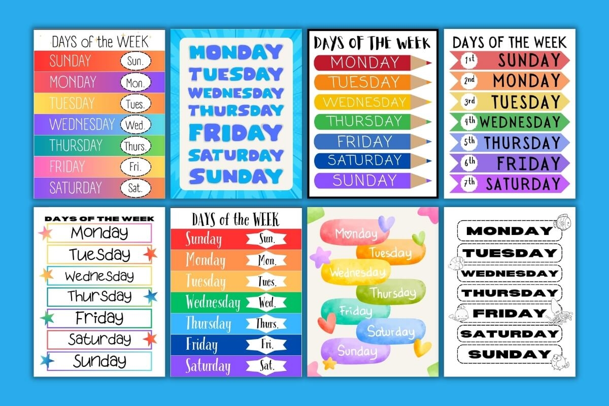 Days Of The Week Chart Printable