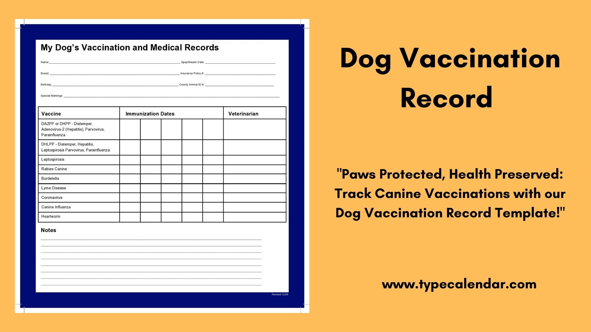 Free Printable Dog Vaccination Chart Free Printable Dog Vaccination Chart
