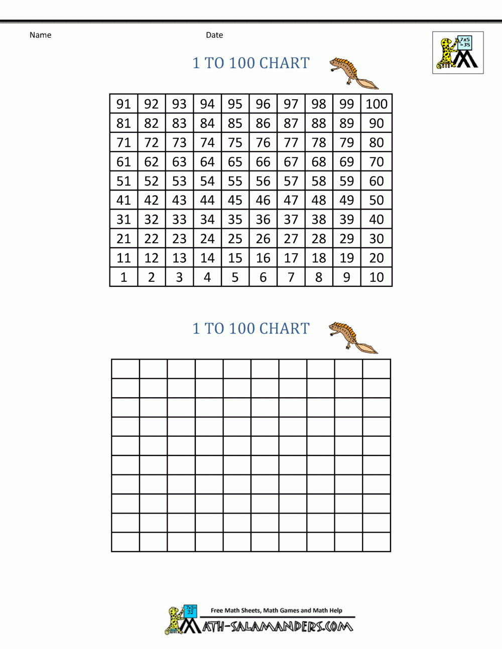 Free Printable Hundred Number Chart