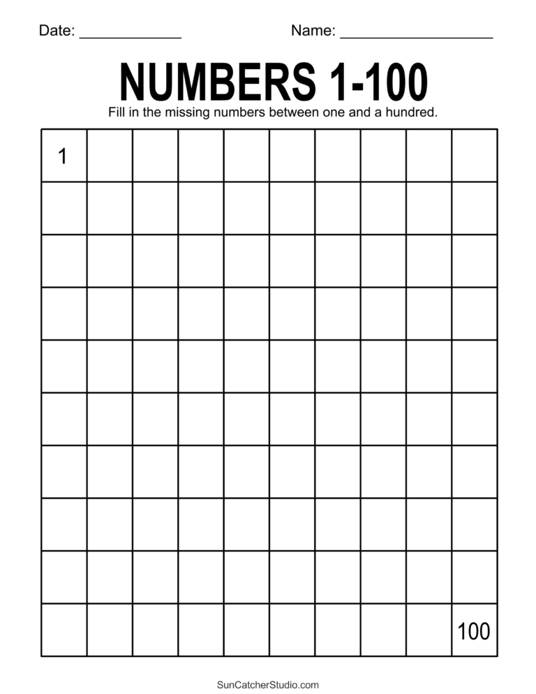 Free Printable Hundreds Charts Numbers 1 To 100 DIY Projects Worksheets Library