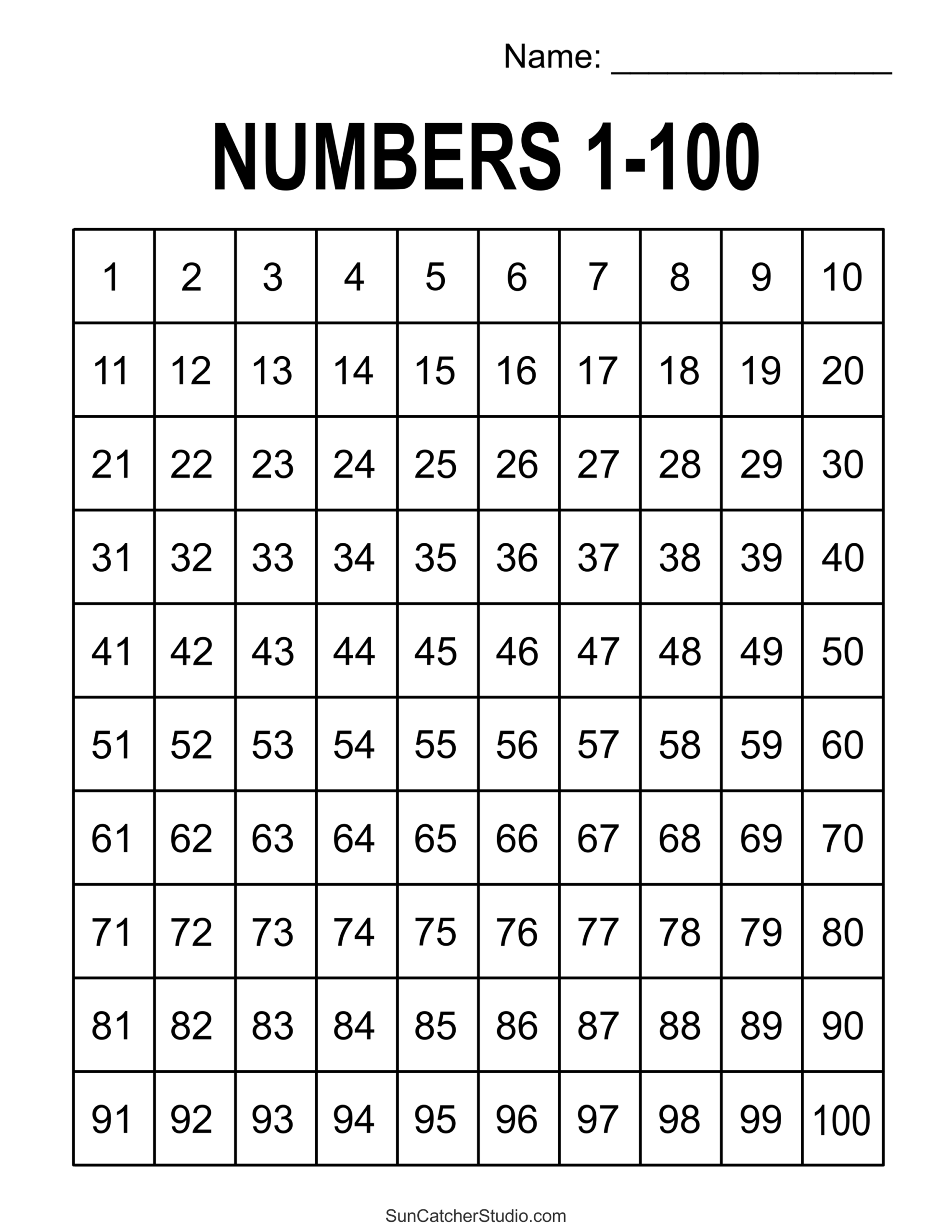 Free Printable Hundreds Charts Numbers 1 To 100 Free Free Printable Hundreds Charts Numbers 1 To 100 Free