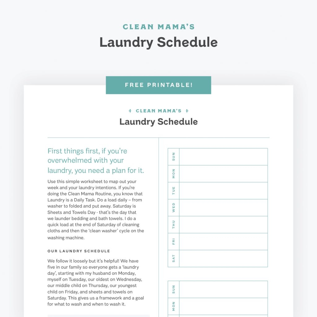 Free Printable Laundry Chart