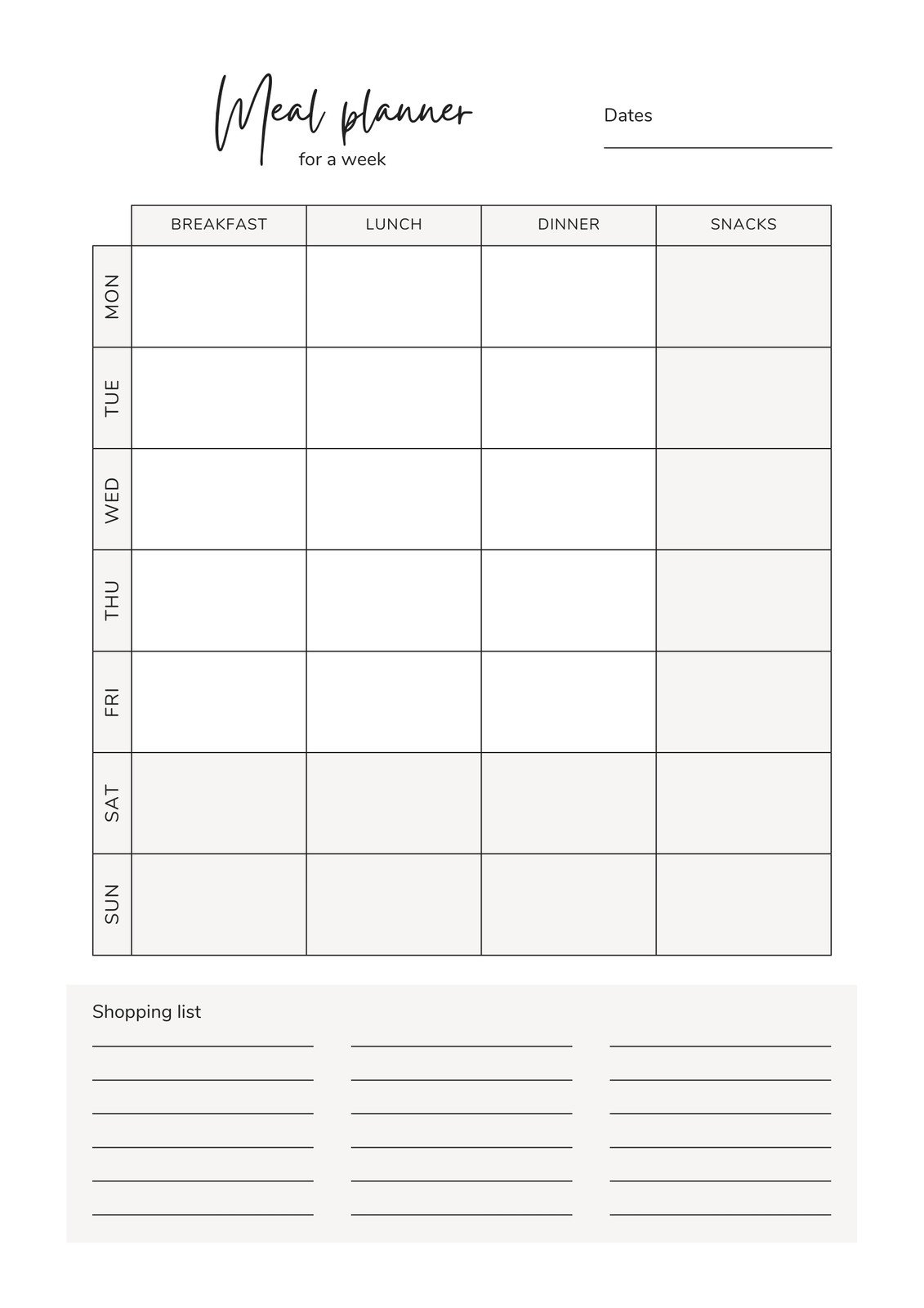 Free Printable Meal Planner Templates To Edit Online Canva