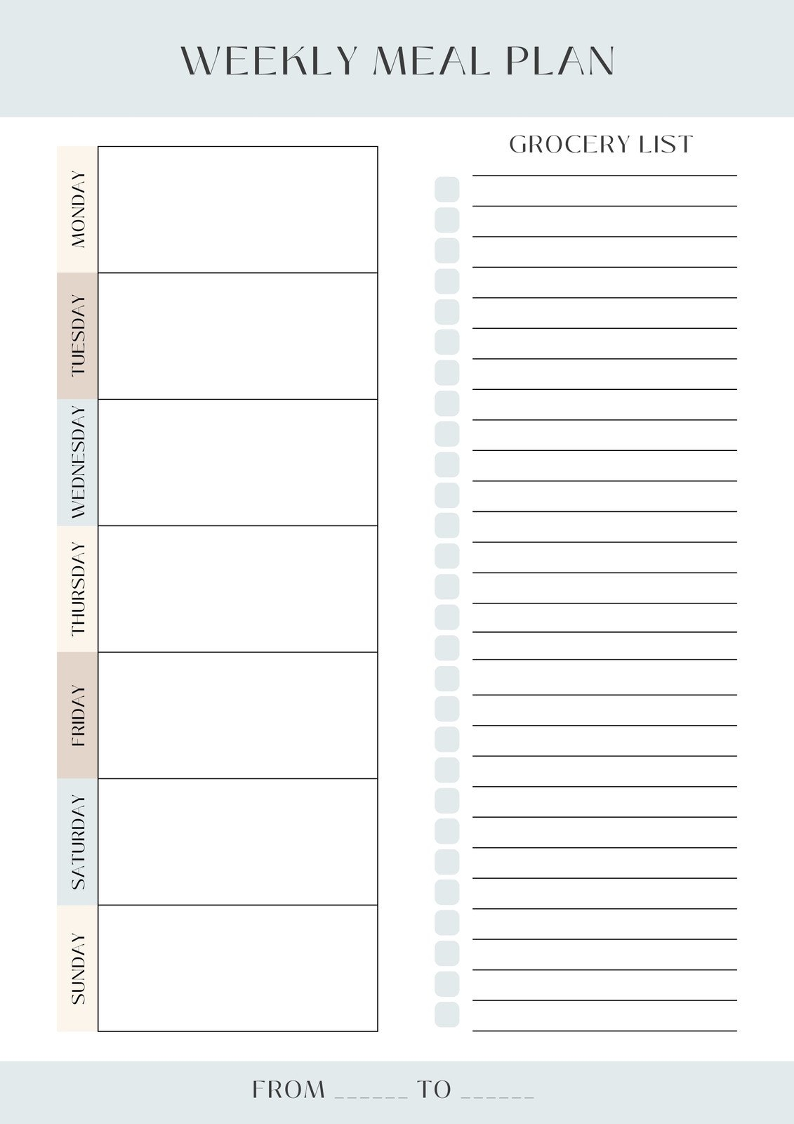 Printable Meal Plan Chart Printable Meal Plan Chart