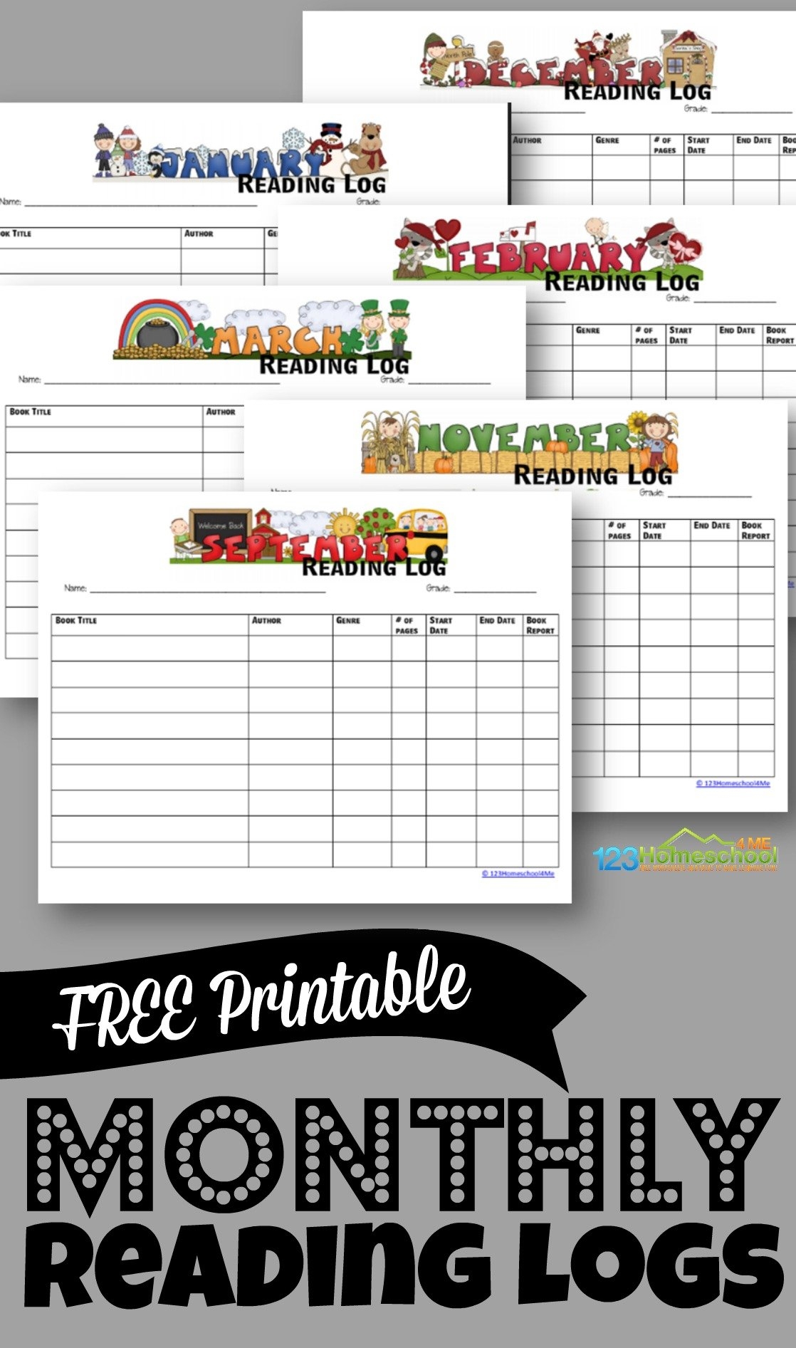 FREE Printable Monthly Reading Log Story 123 Homeschool 4 Me FREE Printable Monthly Reading Log Story 123 Homeschool 4 Me