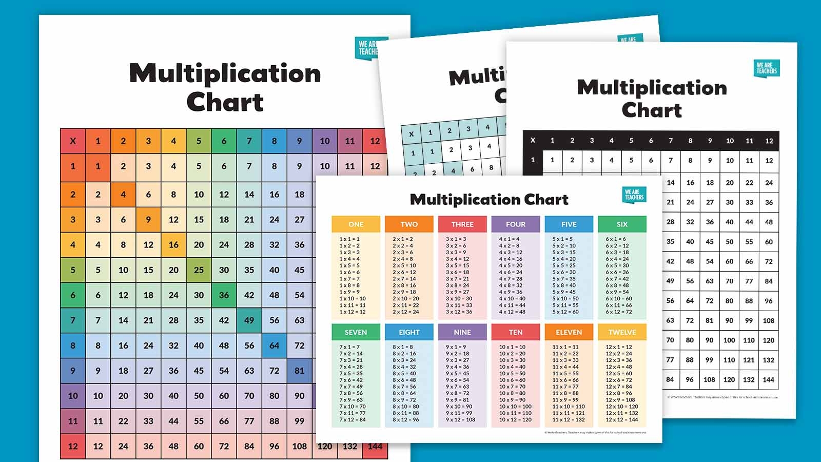 Free Printable Multiplication Chart Bundle For 1 12 Facts Free Printable Multiplication Chart Bundle For 1 12 Facts