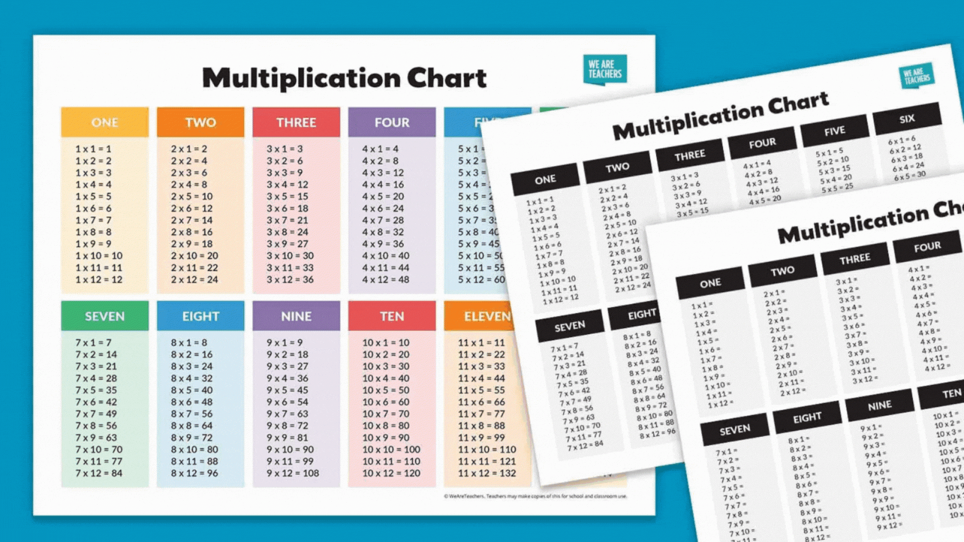 Free Printable Multiplication Chart Bundle For 1 12 Facts