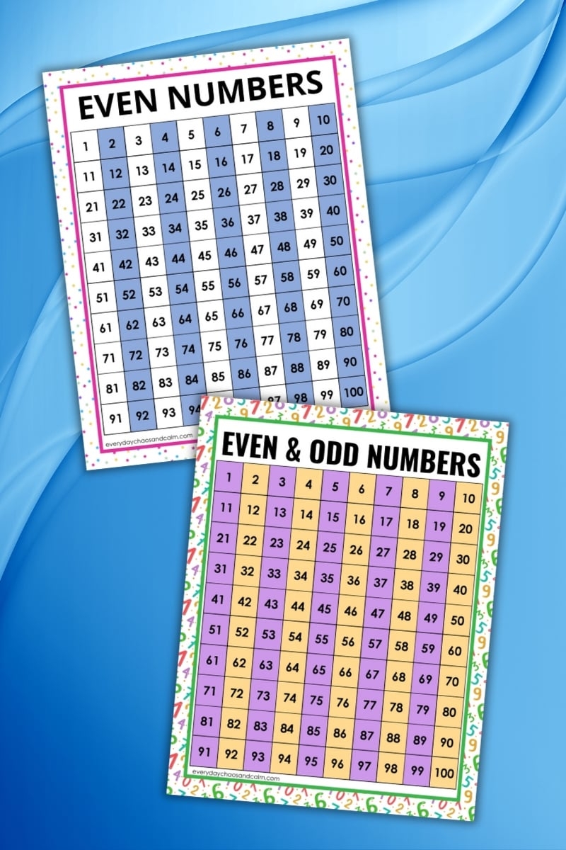 Odd And Even Numbers Printable Chart
