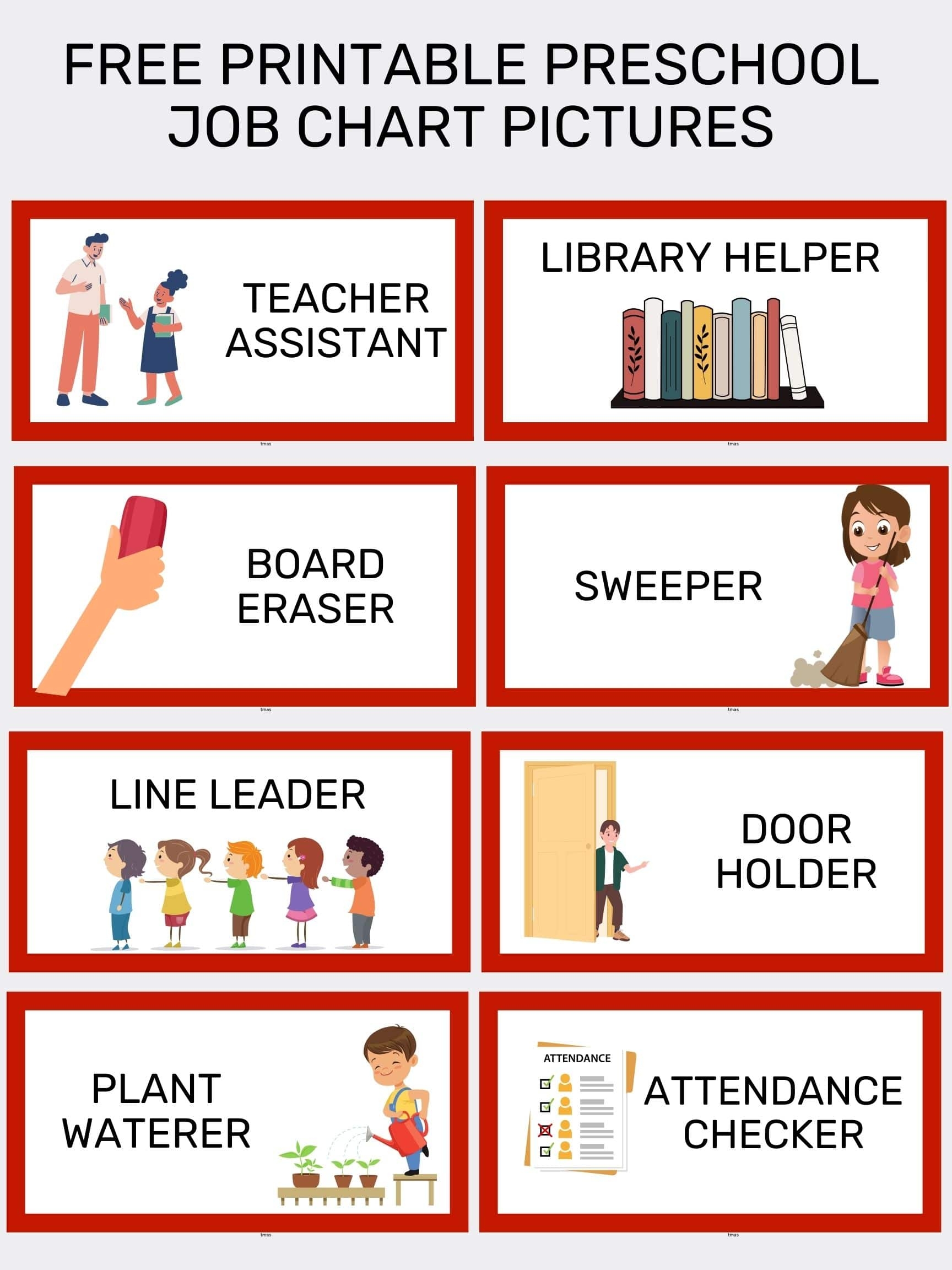 Free Classroom Job Chart Printable