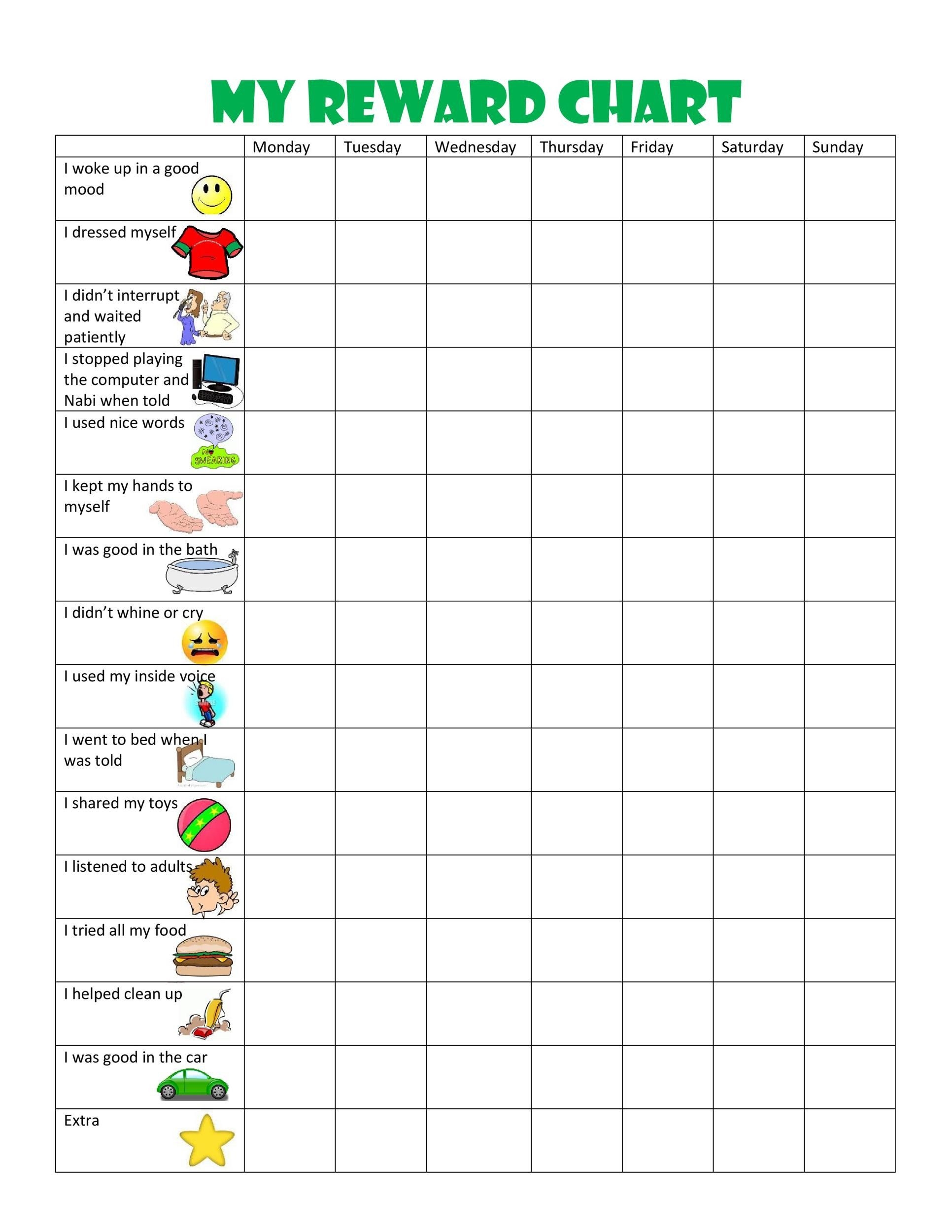 Printable Kindergarten Charts