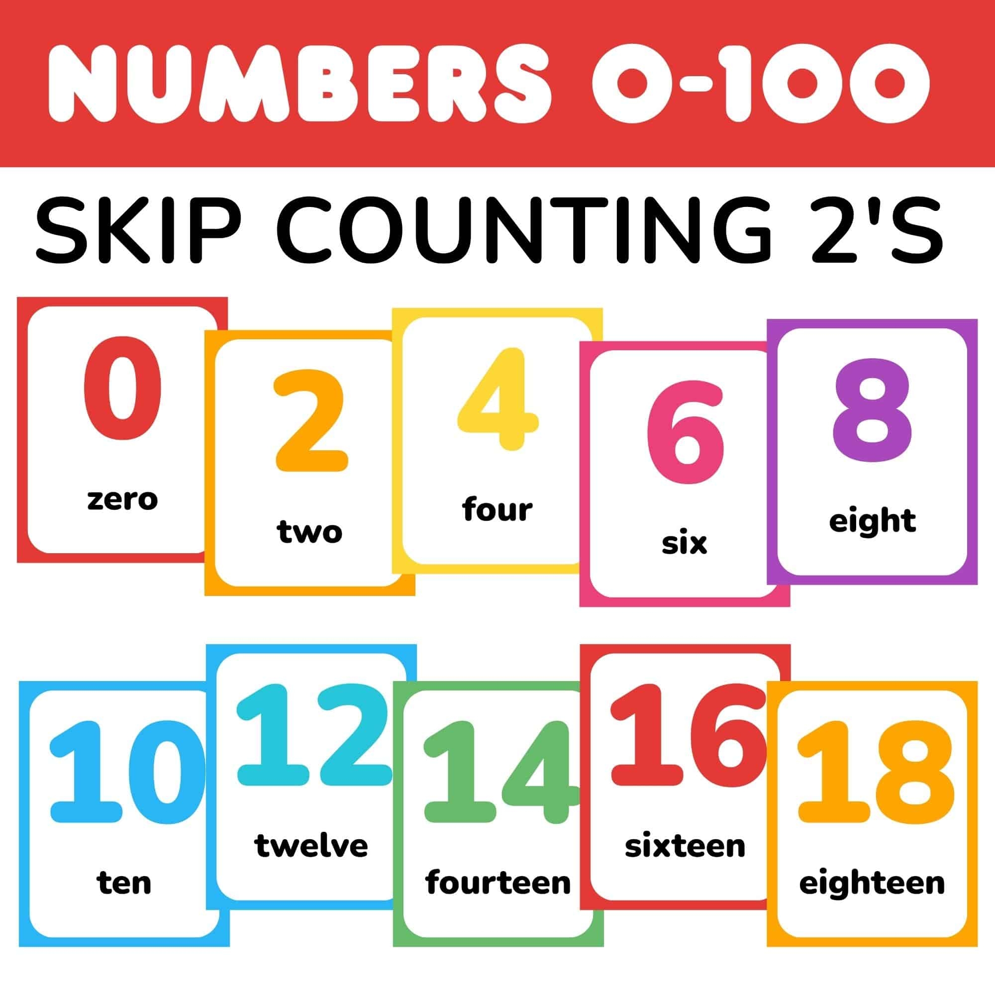 Counting By 2's Printable Chart