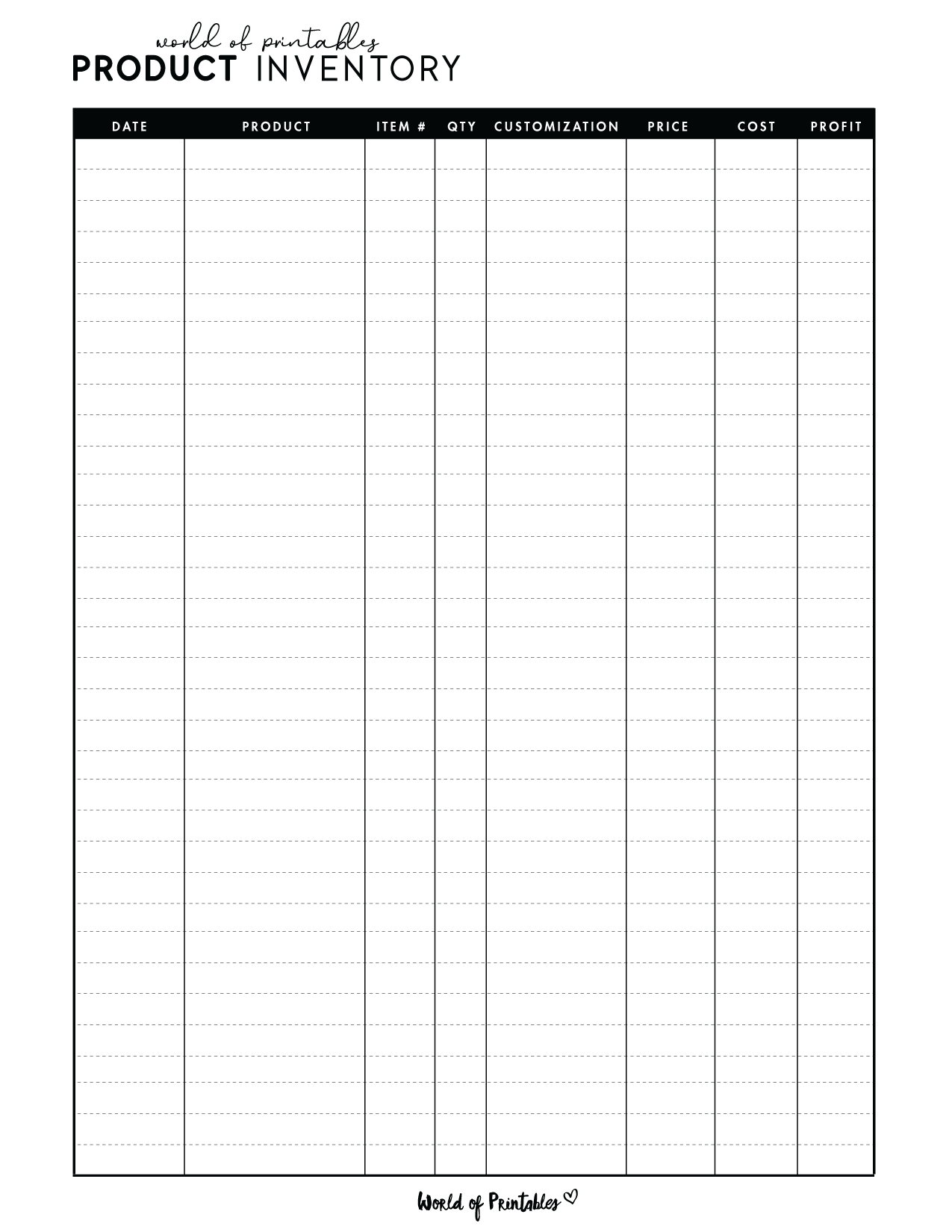 Free Printable Stock List Template Manage Your Product Inventory