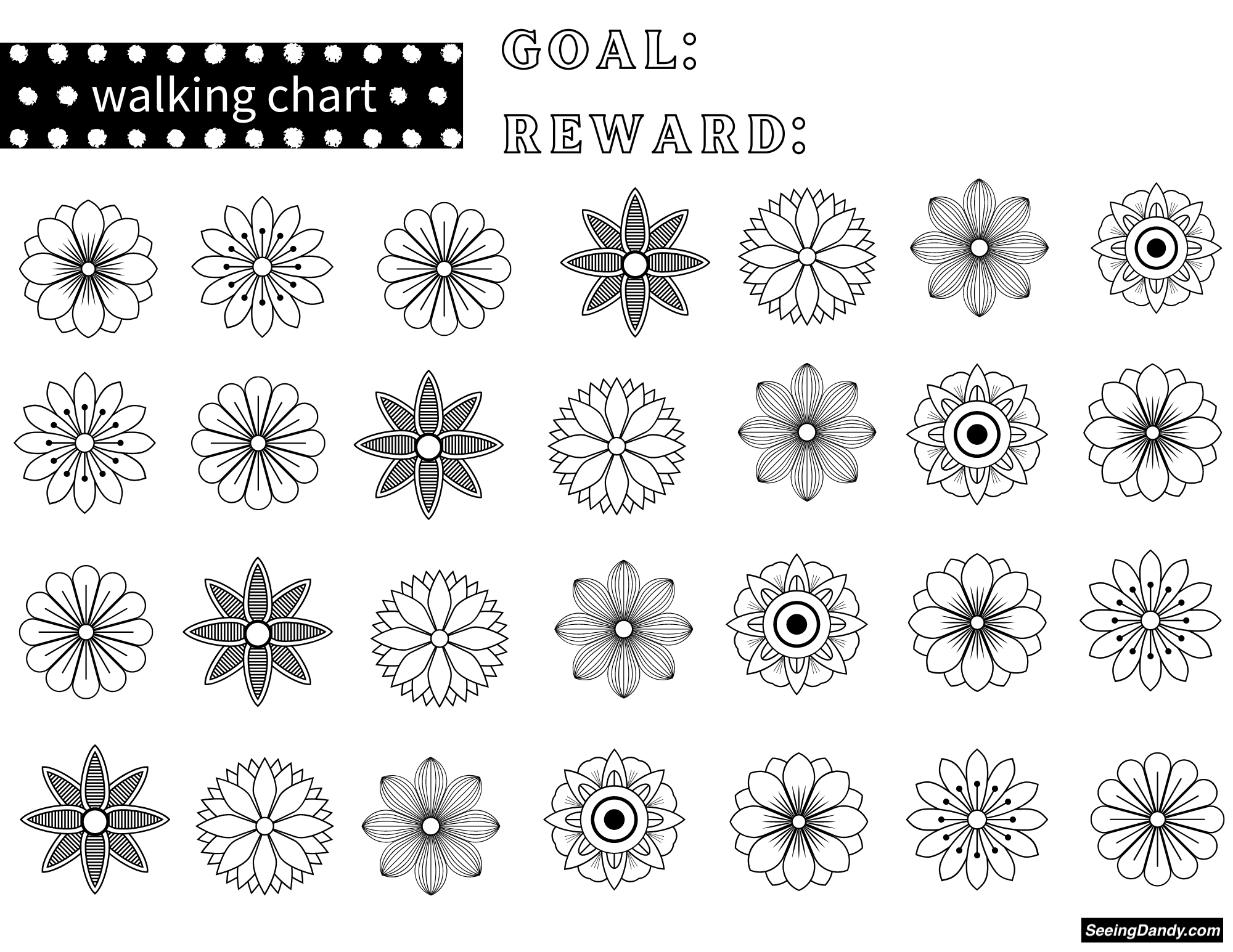 Free Printable Walking Chart To Color Your Way To Your Fitness Goals Seeing Dandy Blog