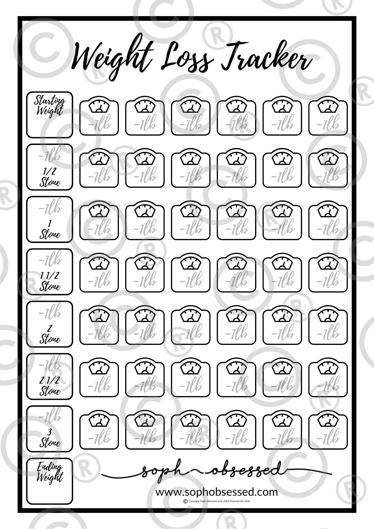 Free Printable Weight Loss Measurement Chart