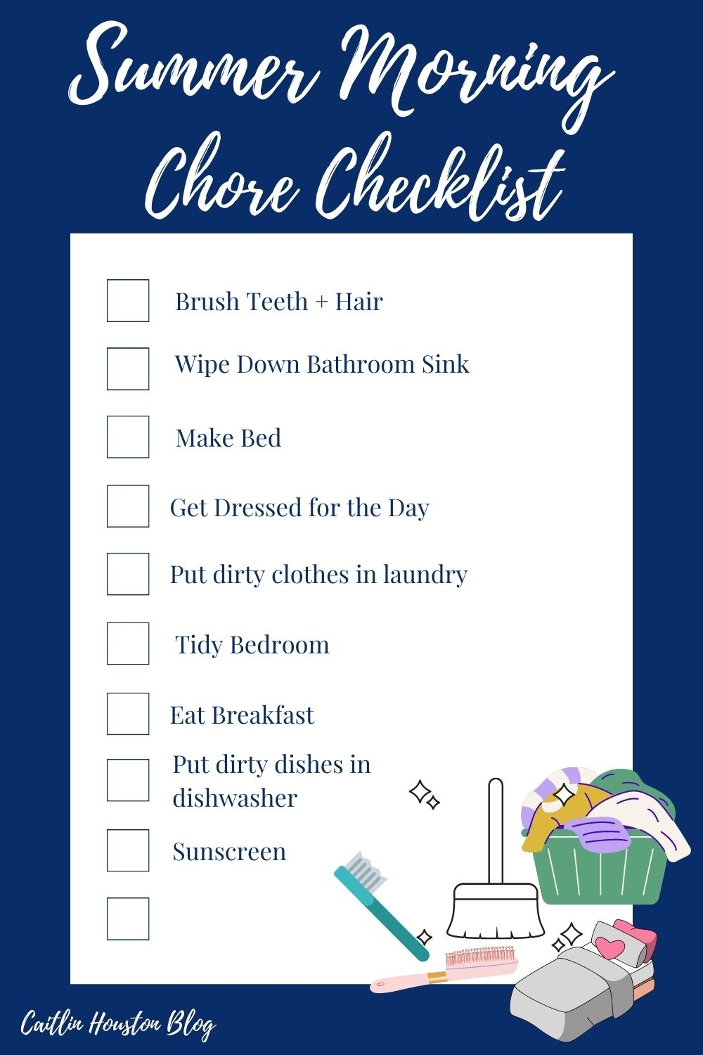 Free Summer Chore Chart For Kids That Works Caitlin Houston