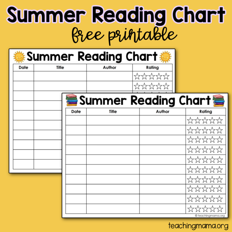 Free Summer Reading Charts Teaching Mama